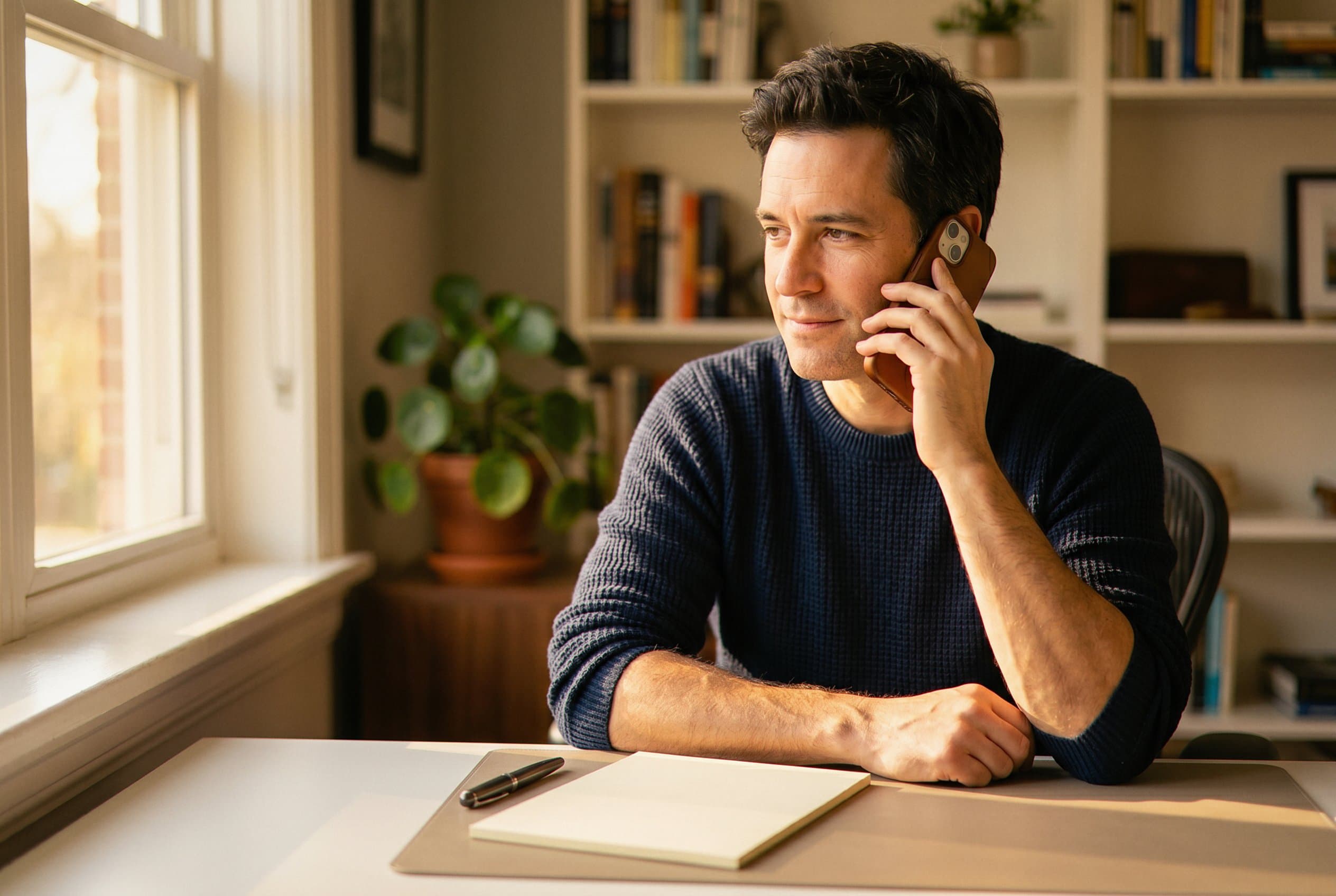 Confident phone call after case success