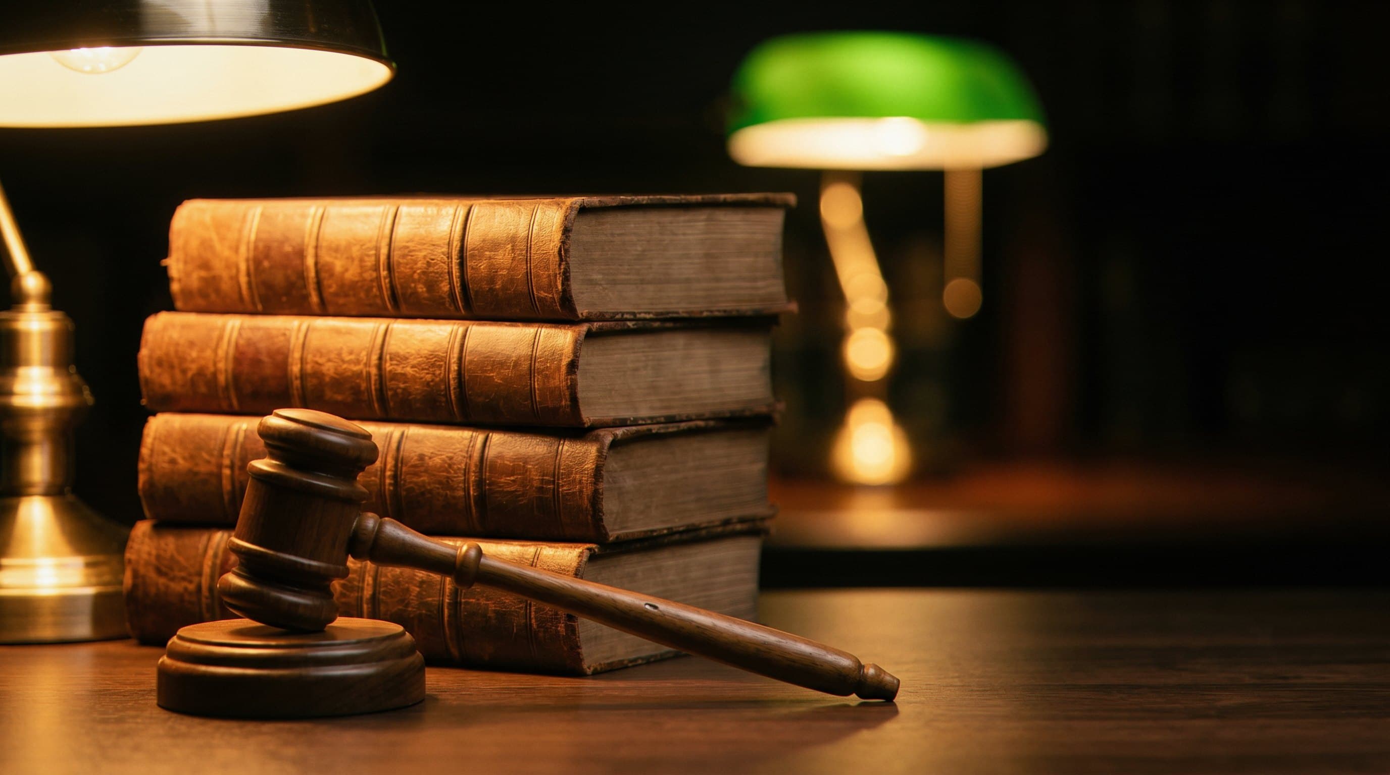 Legal books and gavel for license hearing