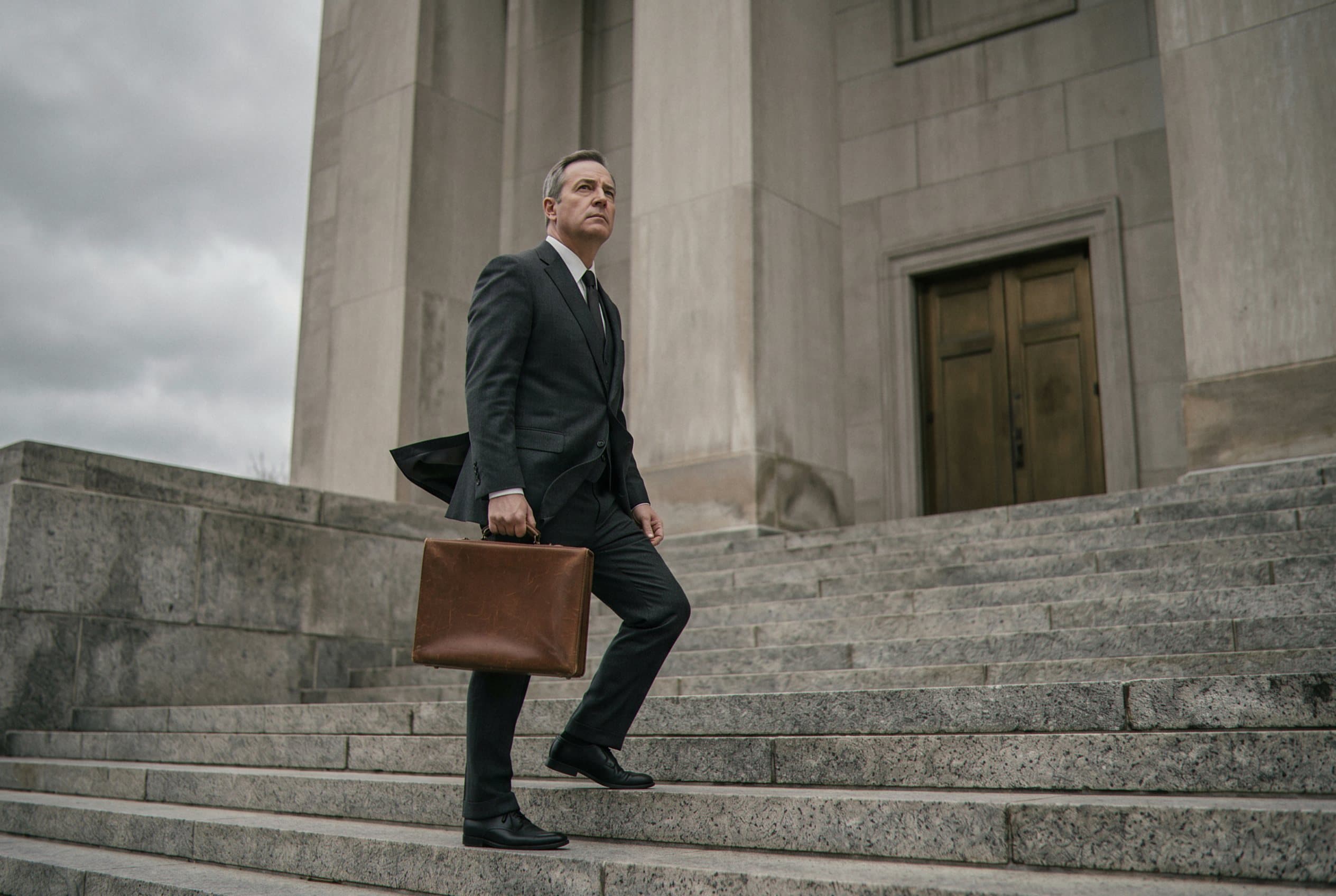 Attorney on courthouse steps for felony case
